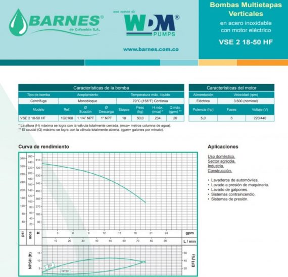 BARNES VSE-2 18-50 5HP 3F 4